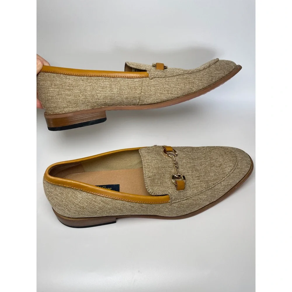 La Milano Mens Bit Loafers Beige Lenox Tan Leather Trim Memory Foam Size 13